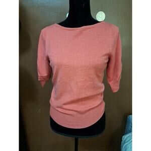 The Limited Women's SM Orange Scoop Neck Tight Knit Sweater Merino Wool Blend